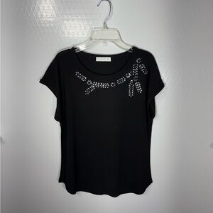89th & Madison Black Top with Embellished Design 349